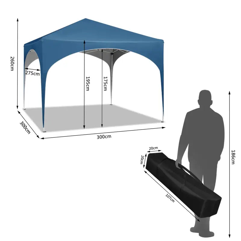 BukkitBow - Partytent met Ronde Rand – Opvouwbare Tent – Waterdicht en Weersbestendig – Tuinpaviljoen - 300 x 300 cm