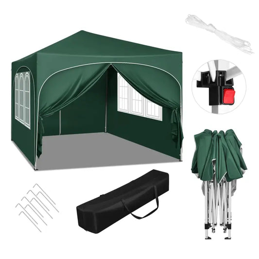BukkitBow - Partytent met Zijwanden en Ronde Rand – Opvouwbare Tent – Waterdicht en Weersbestendig – Tuinpaviljoen - 300 x 300 cm