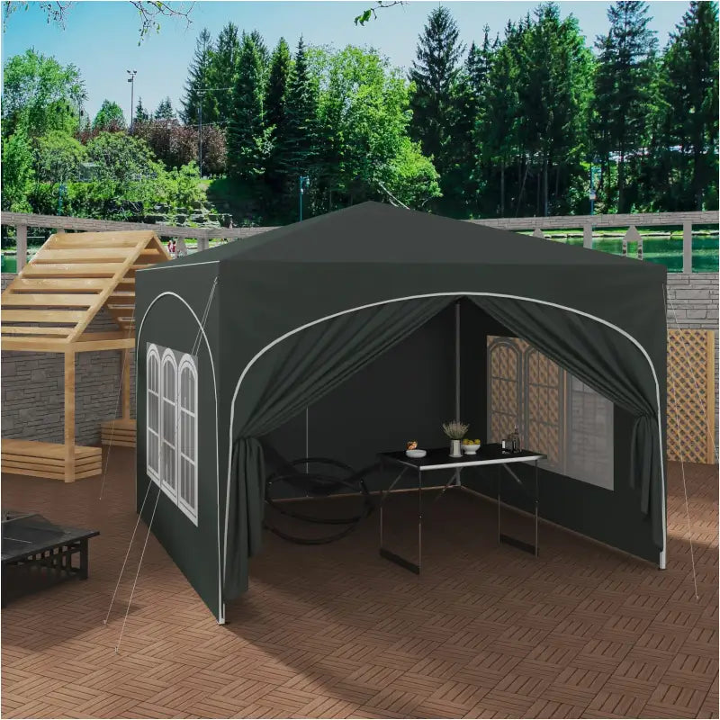 BukkitBow - Partytent met Zijwanden en Ronde Rand – Opvouwbare Tent – Waterdicht en Weersbestendig – Tuinpaviljoen - 300 x 300 cm