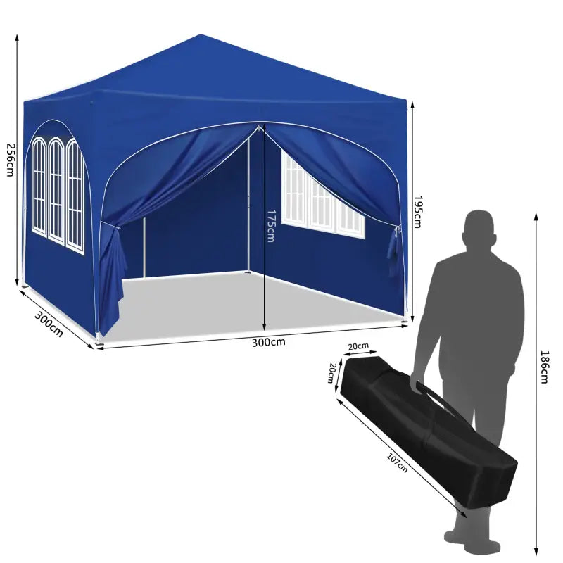 BukkitBow - Partytent met Zijwanden en Ronde Rand – Opvouwbare Tent – Waterdicht en Weersbestendig – Tuinpaviljoen - 300 x 300 cm