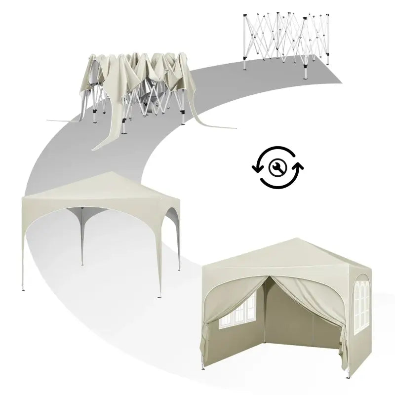 BukkitBow - Partytent met Zijwanden en Ronde Rand – Opvouwbare Tent – Waterdicht en Weersbestendig – Tuinpaviljoen - 300 x 300 cm