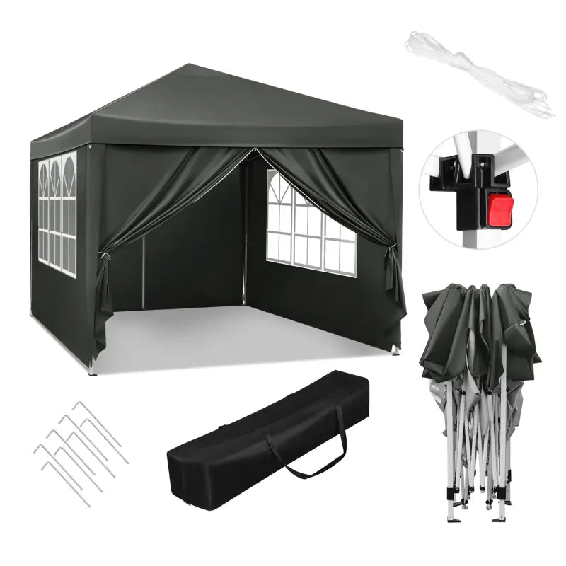 BukkitBow - Partytent met Zijwanden – Opvouwbare Tent – Waterdicht en Weersbestendig – Tuinpaviljoen - 300 x 300 cm