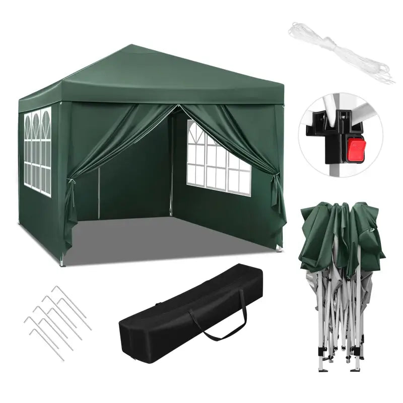 BukkitBow - Partytent met Zijwanden – Opvouwbare Tent – Waterdicht en Weersbestendig – Tuinpaviljoen - 300 x 300 cm