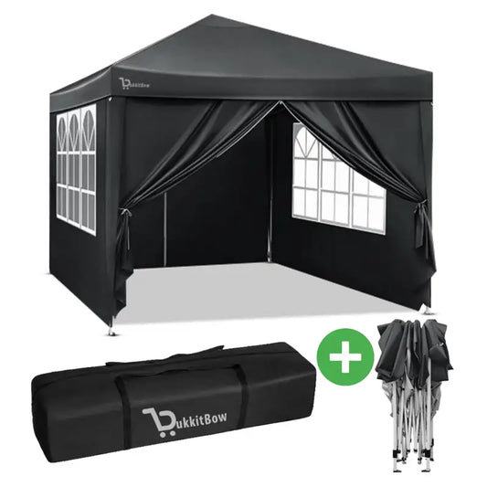 BukkitBow - Partytent met Zijwanden – Opvouwbare Tent – Waterdicht en Weersbestendig – Tuinpaviljoen - 300 x 300 cm