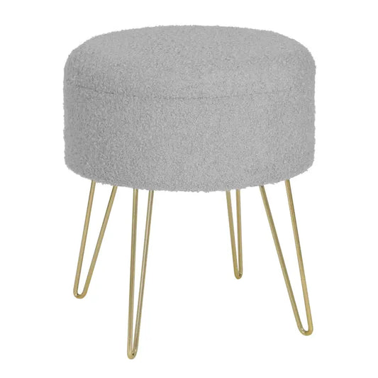 BukkitBow - Poef / Ronde Kruk met Opslag - Teddy Fleece Zitting - Verborgen Opbergruimte - Sterke Draagkracht - 39x44CM