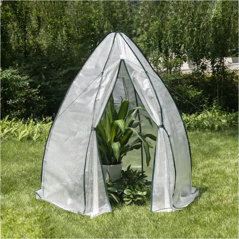 BukkitBow – Polytunnel Tuinkas – Winterproof Tunnel voor Groenten Teelt – Compacte Tuinkas met Groot Luik en Raam - 140x140x180CM
