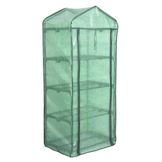 BukkitBow – Polytunnel Tuinkas – Winterproof Tunnel voor Groenten Teelt – Compacte Tuinkas met Groot Luik en 4 Bloemen Planken - 69X49X158CM