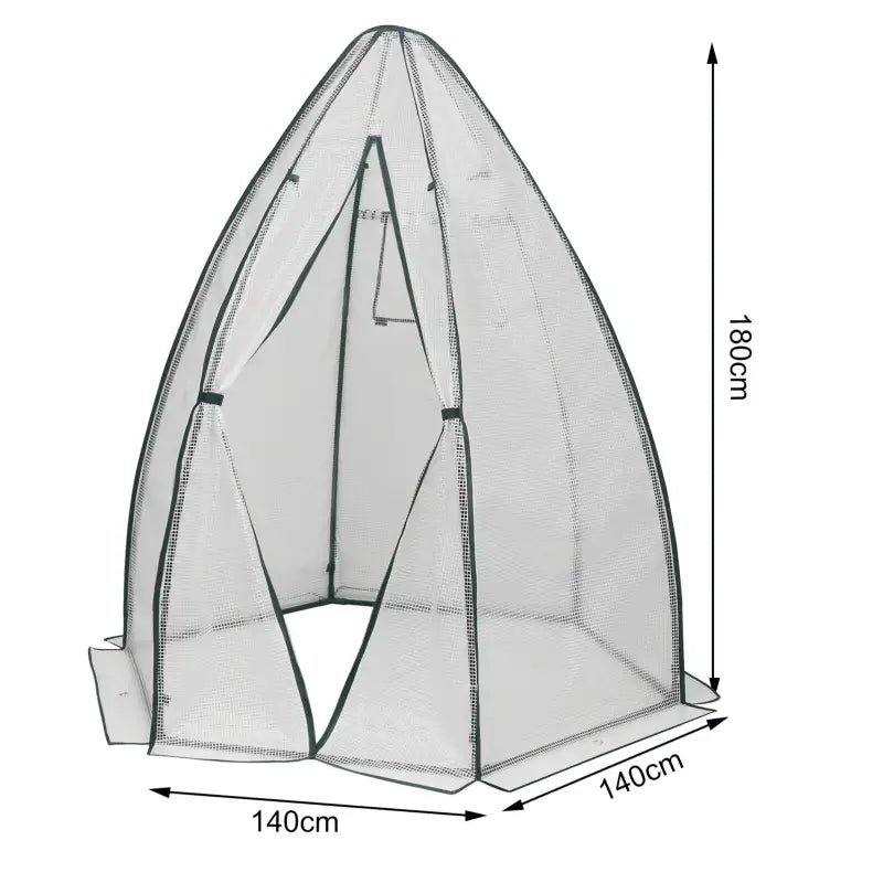 BukkitBow – Polytunnel Tuinkas – Winterproof Tunnel voor Groenten Teelt – Compacte Tuinkas met Groot Luik en Raam - 140x140x180CM