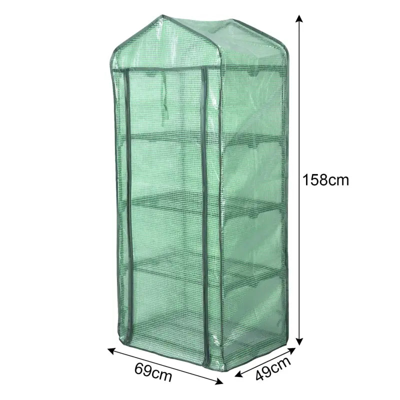 BukkitBow – Polytunnel Tuinkas – Winterproof Tunnel voor Groenten Teelt – Compacte Tuinkas met Groot Luik en 4 Bloemen Planken - 69X49X158CM