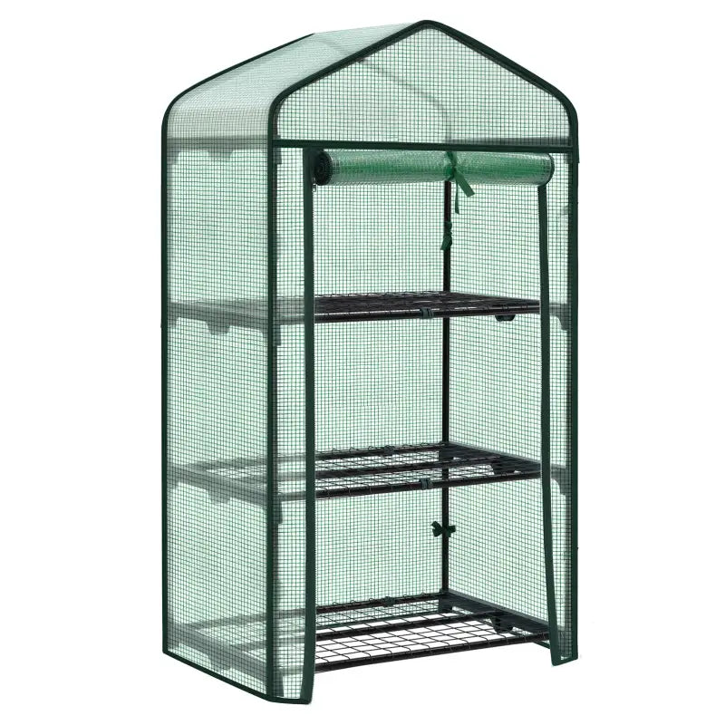 BukkitBow – Polytunnel Tuinkas – Winterproof Tunnel voor Groenten Teelt – Compacte Tuinkas met Groot Luik en 3 Bloemen Planken - 69X125X49CM