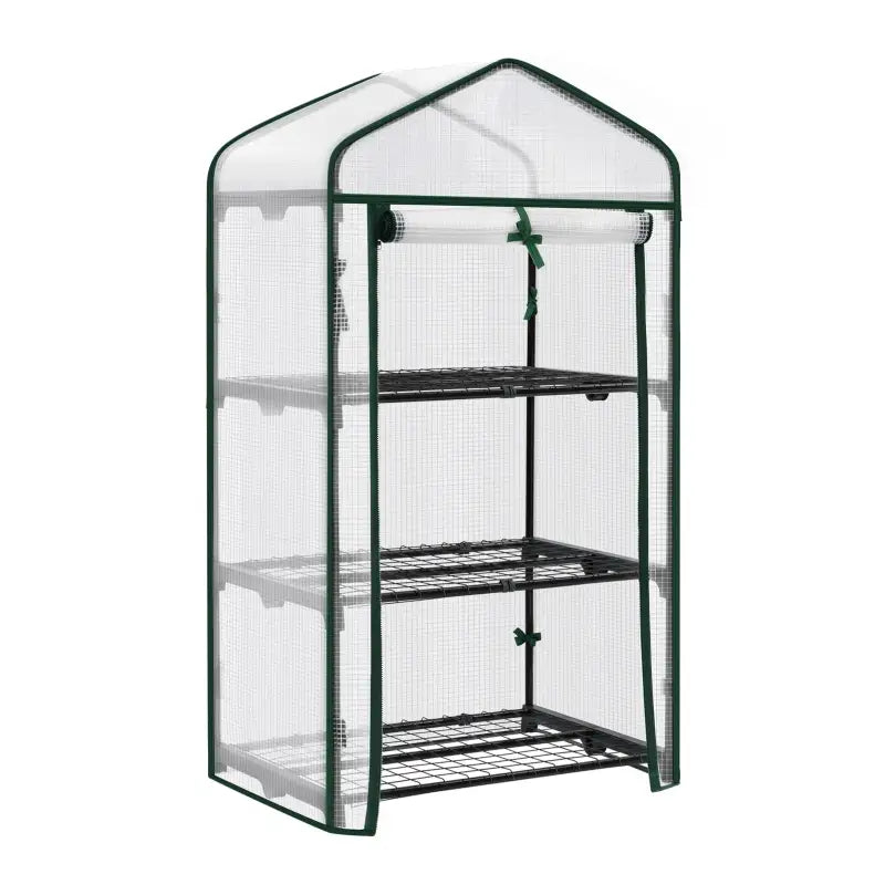 BukkitBow – Polytunnel Tuinkas – Winterproof Tunnel voor Groenten Teelt – Compacte Tuinkas met Groot Luik en 3 Bloemen Planken - 69X125X49CM