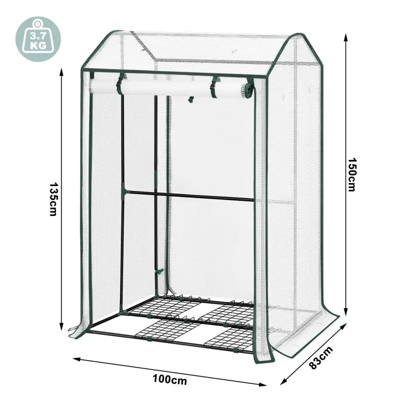 BukkitBow – Polytunnel Tuinkas – Winterproof Tunnel voor Groenten Teelt – Compacte Tuinkas met Groot Luik - 150x100x83CM