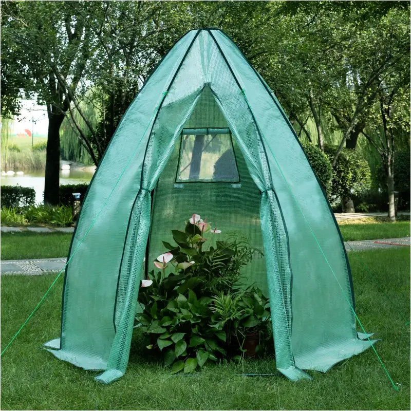 BukkitBow – Polytunnel Tuinkas – Winterproof Tunnel voor Groenten Teelt – Compacte Tuinkas met Groot Luik en Raam - 140x140x180CM