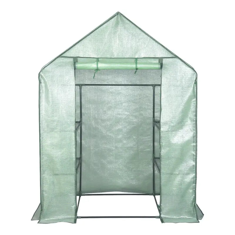 BukkitBow – Polytunnel Tuinkas – Winterproof Tunnel voor Groenten Teelt – Compacte Tuinkas met Groot Luik en 3 Bloemen Planken - 143x215x195CM