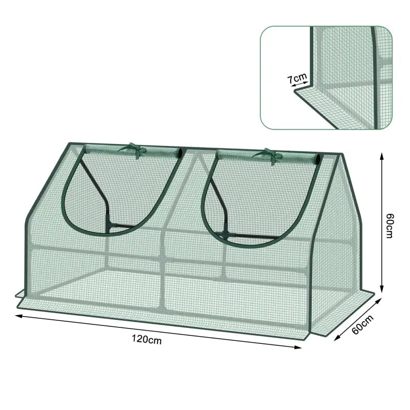BukkitBow – Polytunnel Tuinkas – Winterproof Tunnel voor Groenten Teelt – Compacte Tuinkas met 2 Luiken - 120X60X60CM