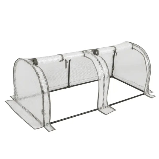 BukkitBow – Polytunnel Tuinkas – Winterproof Tunnel voor Groenten Teelt – Compacte Tuinkas met 2 Luiken - 130X60X50CM