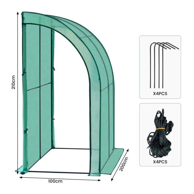 BukkitBow – Polytunnel Tuinkas – Winterproof Tunnel voor Groenten Teelt – Compacte Tuinkas met 2 Grote Deuren - 200X100X210CM