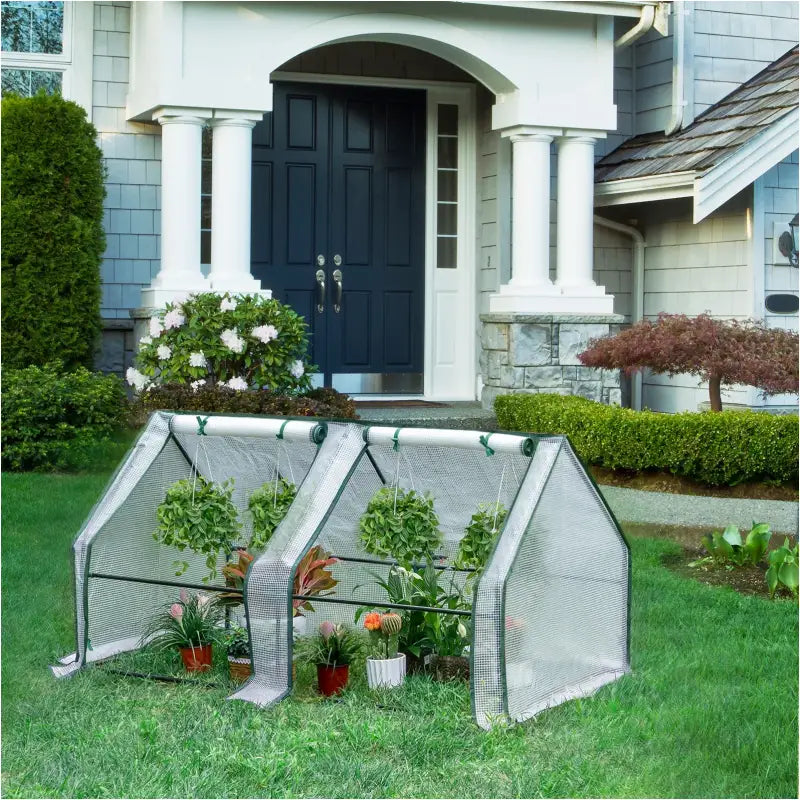 BukkitBow – Polytunnel Tuinkas – Winterproof Tunnel voor Groenten Teelt – Compacte Tuinkas met 2 Grote Luiken - 180X90X90CM