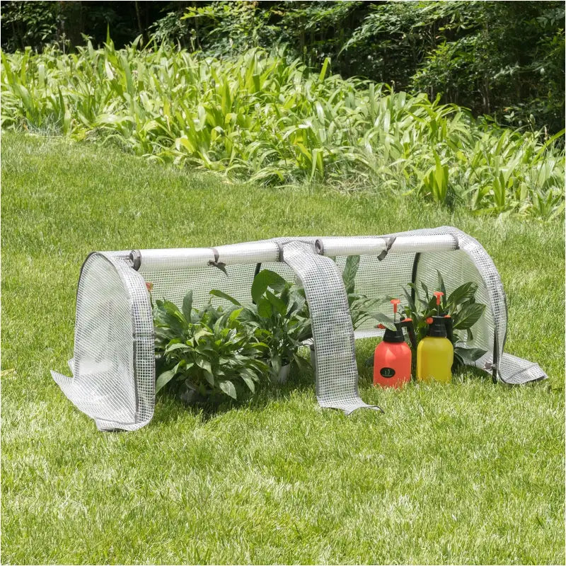 BukkitBow – Polytunnel Tuinkas – Winterproof Tunnel voor Groenten Teelt – Compacte Tuinkas met 2 Luiken - 130X60X50CM