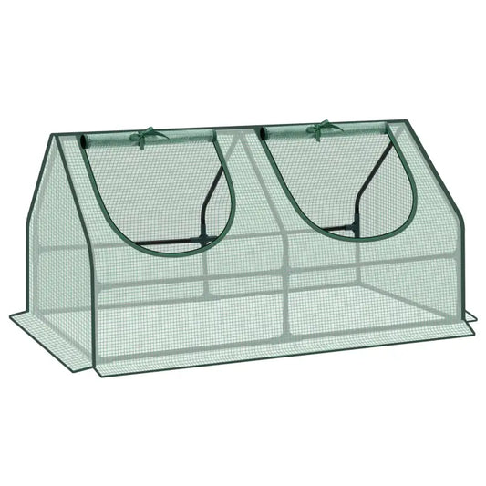 BukkitBow – Polytunnel Tuinkas – Winterproof Tunnel voor Groenten Teelt – Compacte Tuinkas met 2 Luiken - 120X60X60CM