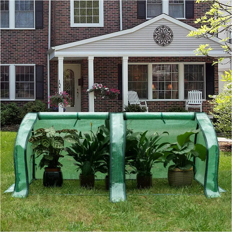 BukkitBow – Polytunnel Tuinkas – Winterproof Tunnel voor Groenten Teelt – Compacte Tuinkas met 2 Luiken - 130X60X50CM