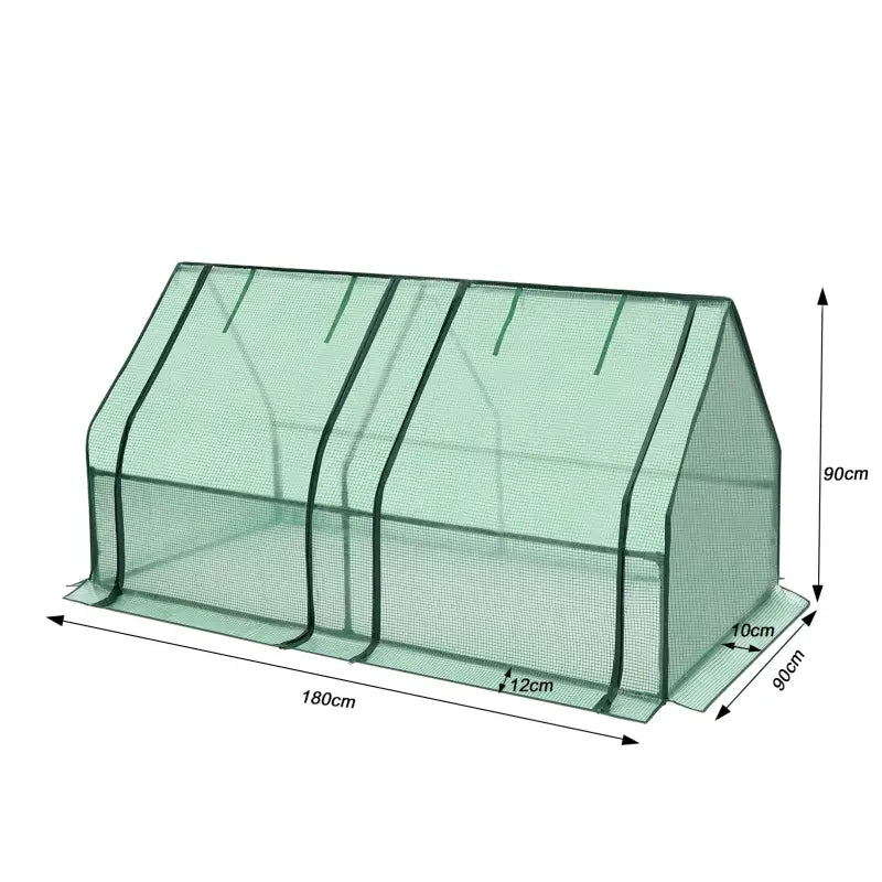 BukkitBow – Polytunnel Tuinkas – Winterproof Tunnel voor Groenten Teelt – Compacte Tuinkas met 2 Grote Luiken - 180X90X90CM