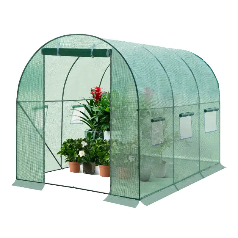 BukkitBow – Polytunnel Tuinkas – Winterproof Tunnel voor Groenten Teelt – Compacte Tuinkas met Deur en 6 Ramen - 300X200X190CM