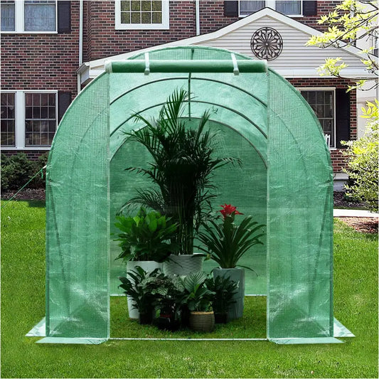 BukkitBow – Polytunnel Tuinkas – Winterproof Tunnel voor Groenten Teelt – Compacte Tuinkas met Deur en 6 Ramen - 300X200X190CM