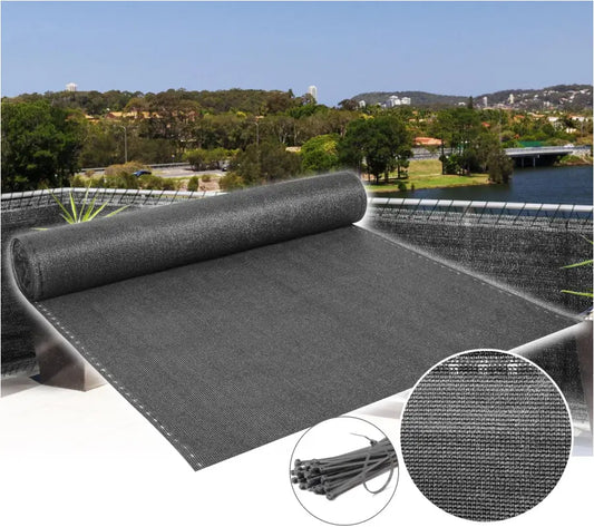 BukkitBow - Privacy Scherm Antraciet - 150g/m² - Schaduwend: 85% - Temperatuurbestendig - Inclusief Kabelbinders