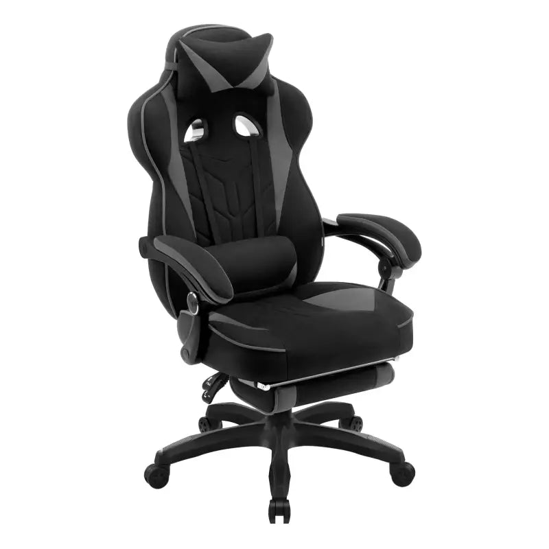 BukkitBow - Racing Gaming Stoel - Stof of Fluweel - met Rug/Nekkussen en Voetensteun - 49CM Hoog