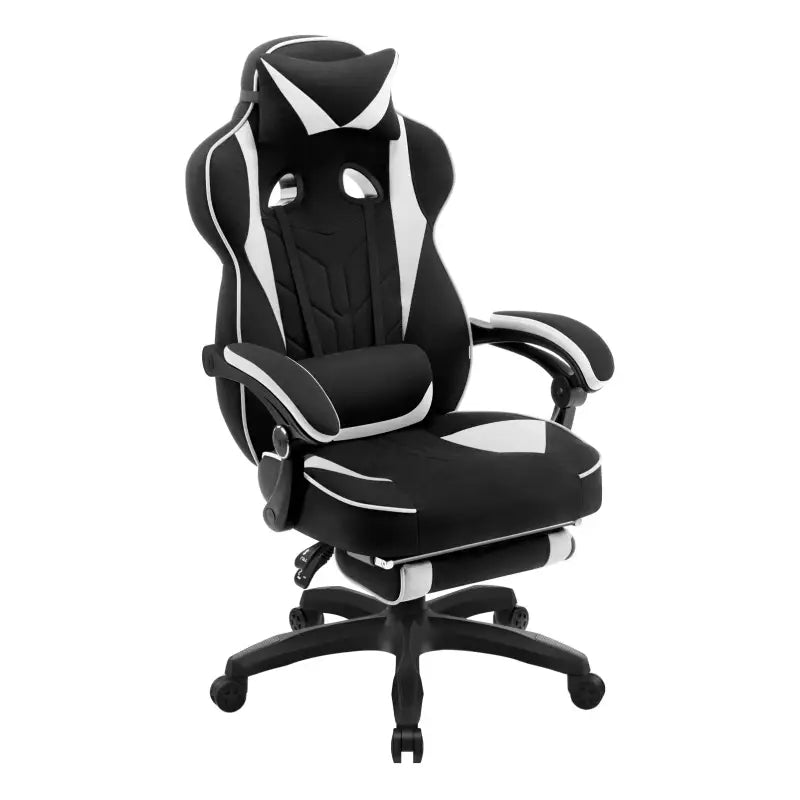 BukkitBow - Racing Gaming Stoel - Stof of Fluweel - met Rug/Nekkussen en Voetensteun - 49CM Hoog