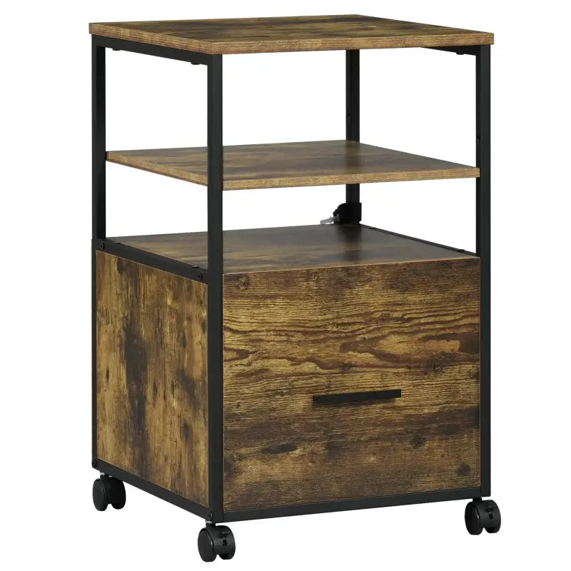 BukkitBow - Rolcontainer - Verrijdbare Archiefkast - 1 Lade en 2 Open Vakken - 40X40X66CM