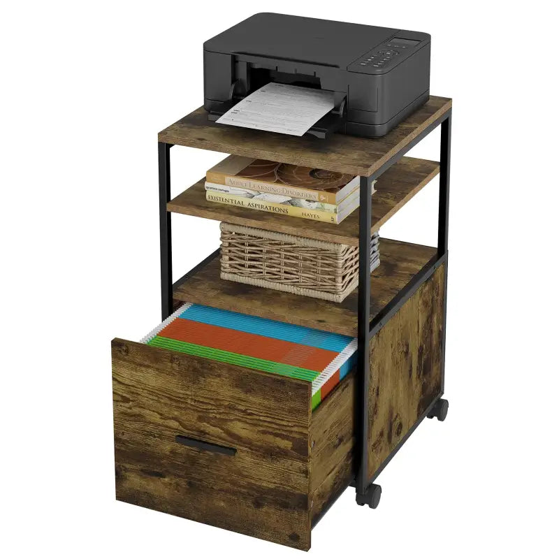 BukkitBow - Rolcontainer - Verrijdbare Archiefkast - 1 Lade en 2 Open Vakken - 40X40X66CM