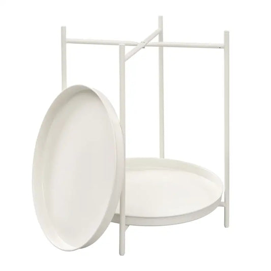 BukkitBow - Ronde Bijzettafel van Metaal - Tafel met Afneembare Dienbladen - 44x53cm