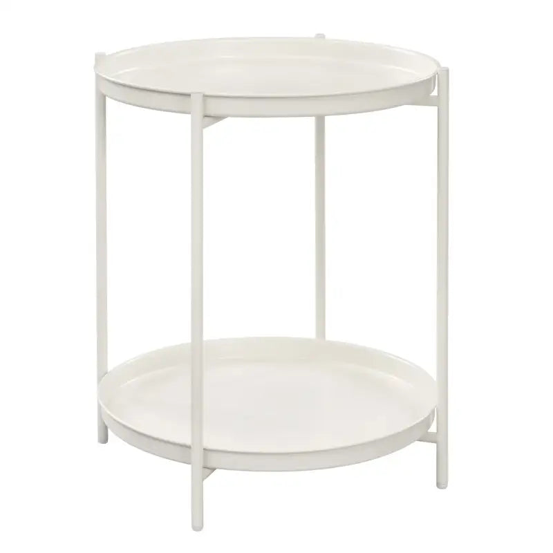BukkitBow - Ronde Bijzettafel van Metaal - Tafel met Afneembare Dienbladen - 44x53cm