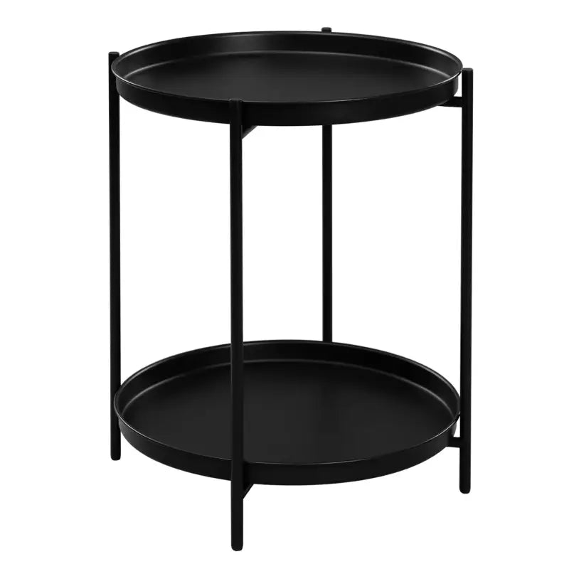 BukkitBow - Ronde Bijzettafel van Metaal - Tafel met Afneembare Dienbladen - 44x53cm