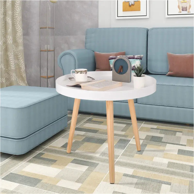 BukkitBow - Ronde Salontafel - Stabiele Driehoek Structuur - Verhoogde Rand - 50CM Doorsnede