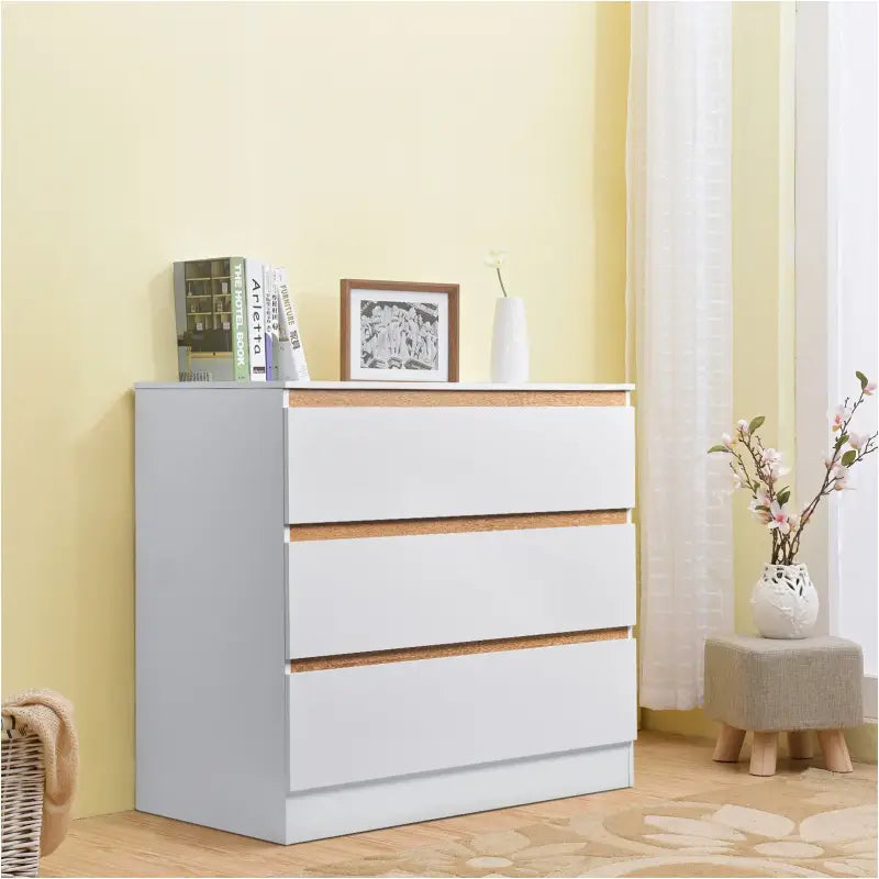 BukkitBow - Ruime Commode met 3 Laden - E1 Spaanplaat Melamine - Duurzaam en Veilig Ontwerp - 80x48x78cm