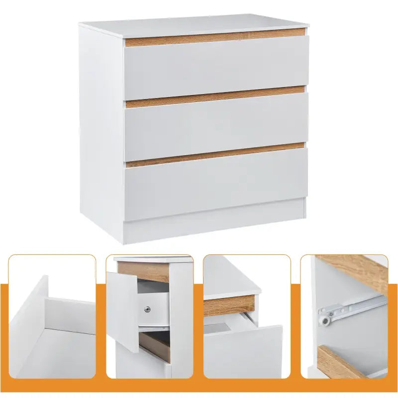 BukkitBow - Ruime Commode met 3 Laden - E1 Spaanplaat Melamine - Duurzaam en Veilig Ontwerp - 80x48x78cm
