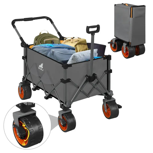 BukkitBow - Ruime Opvouwbare Bolderkar - Metaal met Oxford Doek - Robuust en Veelzijdig - Grote All-Terrain Wielen