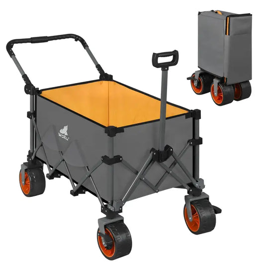 BukkitBow - Ruime Opvouwbare Bolderkar - Metaal met Oxford Doek - Robuust en Veelzijdig - Grote All-Terrain Wielen