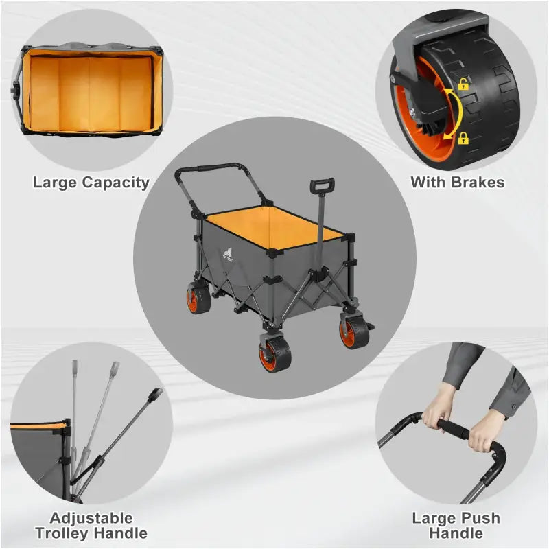 BukkitBow - Ruime Opvouwbare Bolderkar - Metaal met Oxford Doek - Robuust en Veelzijdig - Grote All-Terrain Wielen