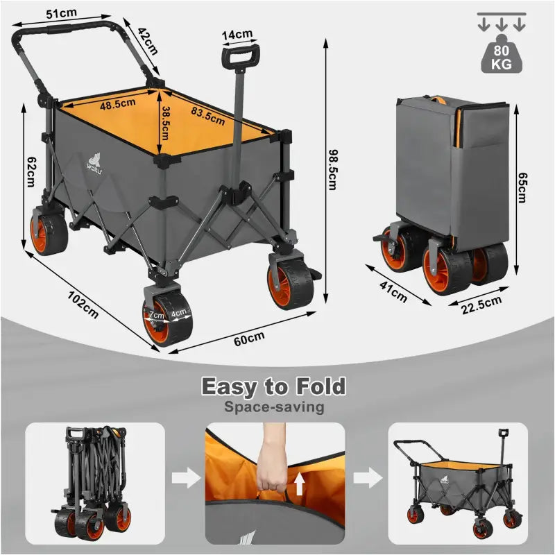BukkitBow - Ruime Opvouwbare Bolderkar - Metaal met Oxford Doek - Robuust en Veelzijdig - Grote All-Terrain Wielen