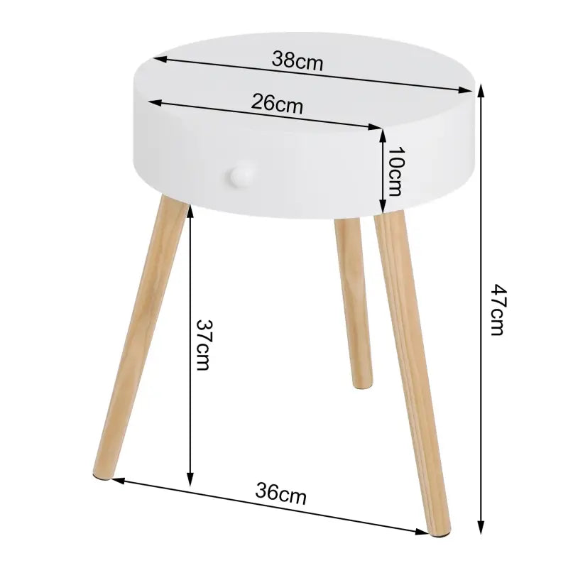 BukkitBow - Scandinavisch Nachtkastje - MDF en Grenen - Waterbestendig met Anti-Slip Voeten - 38x38x47cm