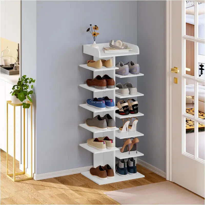 BukkitBow - Schoenenrek met 12 Vakken - Robuust en Stabiel - Met Accessoires Plankje - 49.5x30x113.5CM