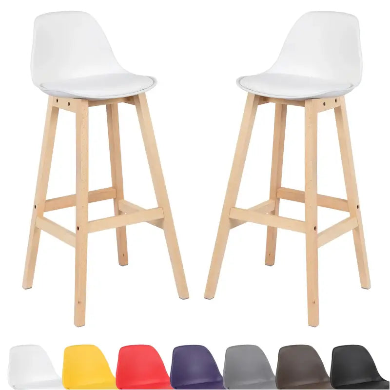 BukkitBow - Set Barkrukken - Kruk van Massief Hout en Kunststof met Kunstleer - Zithoogte: 75CM