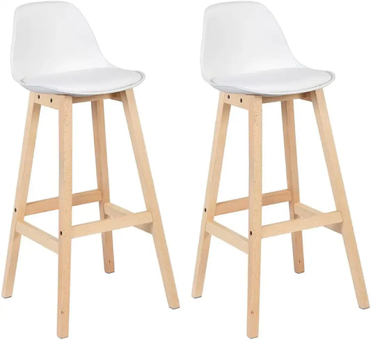 BukkitBow - Set Barkrukken - Kruk van Massief Hout en Kunststof met Kunstleer - Zithoogte: 75CM