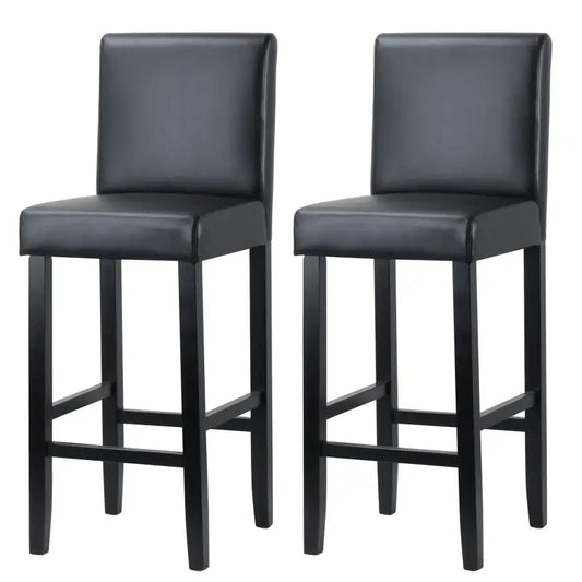 BukkitBow - Set Barkrukken - Kunstleer en Schuim met Houten Poten - Ergonomisch met Rugleuning - 120kg Draagvermogen