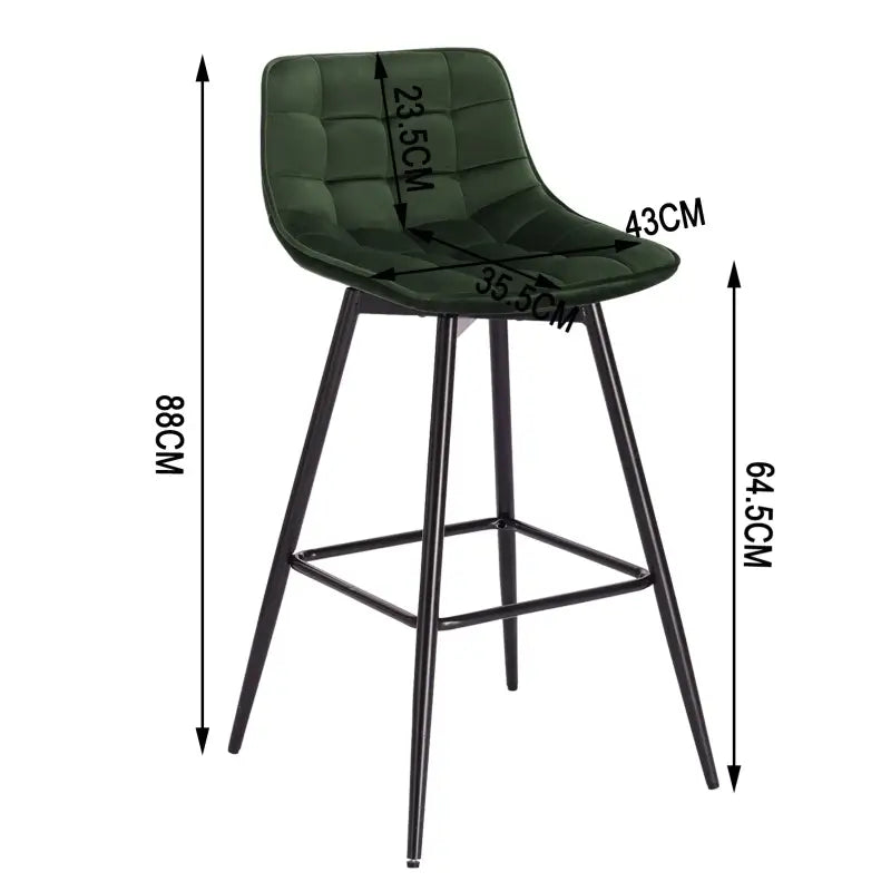 BukkitBow - Set Barkrukken - Leer of Fluweel met Metalen Onderstel - Ergonomisch met Rugleuning - 100kg Draagvermogen - Zithoogte: 64.5CM