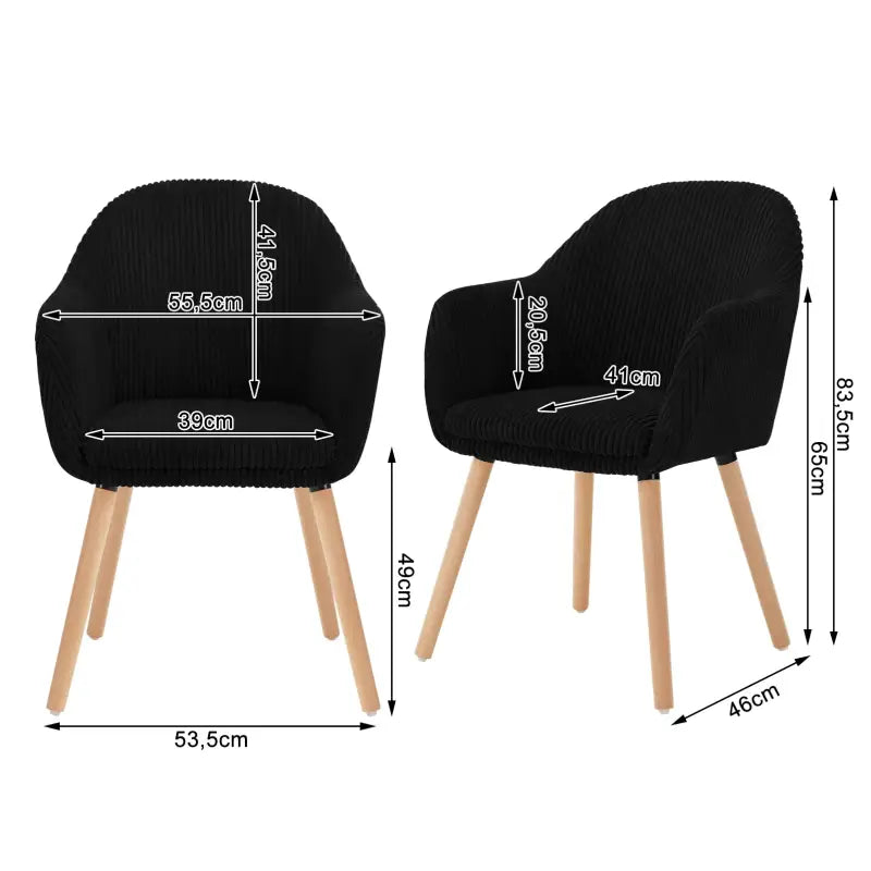 BukkitBow - Set Eetkamerstoelen - Comfortabele Corduroy Stoelen - Robuust & Stabiel - Aanpasbaar Ontwerp - Zithoogte: 49cm